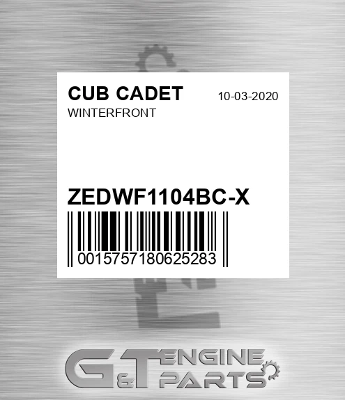 ZEDWF1104BC-X Winterfront for CUB CADET