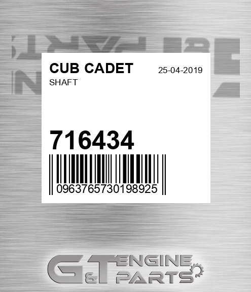 716434 Shaft for CUB CADET