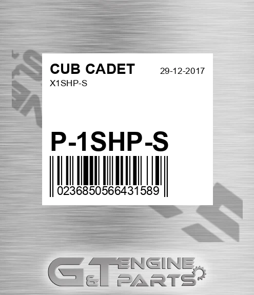 P-1SHP-S X1shp-s for CUB CADET