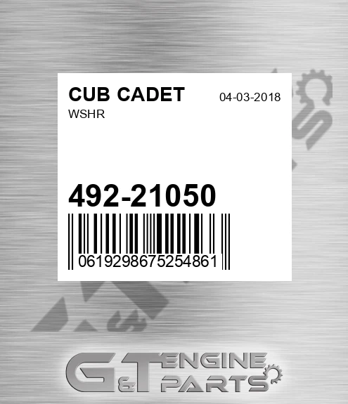 492-21050 Wshr for CUB CADET