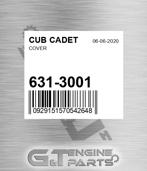 631-3001 Cover for CUB CADET