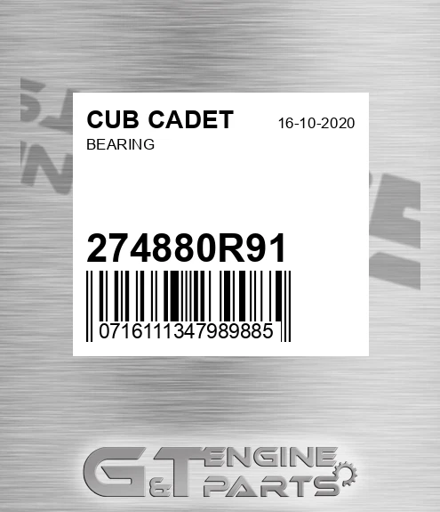 274880R91 Bearing for CUB CADET