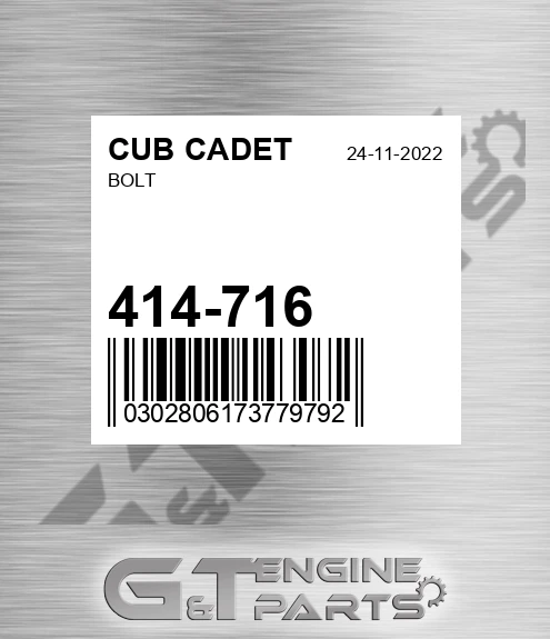 414-716 Bolt for CUB CADET