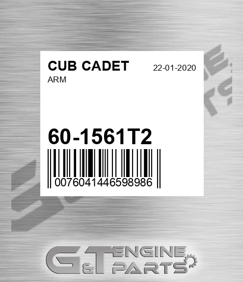 60-1561T2 Arm for CUB CADET