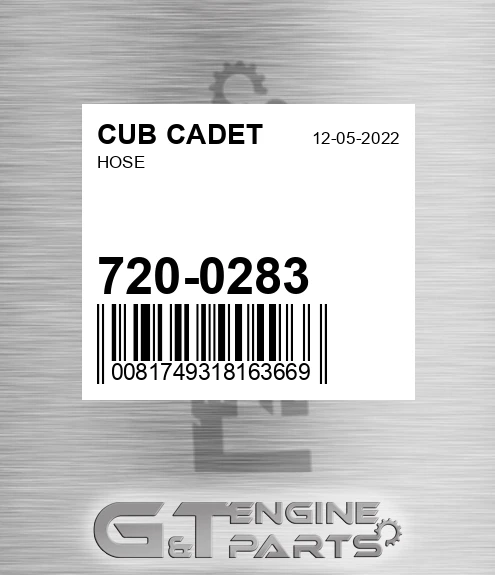 720-0283 Hose for CUB CADET