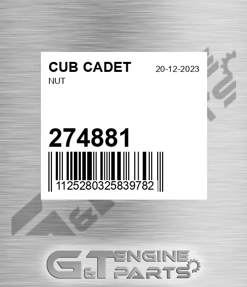 274881 Nut for CUB CADET