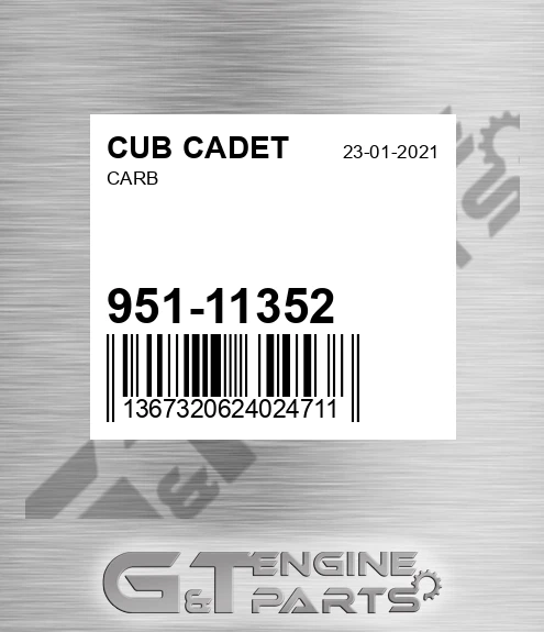 951-11352 Carb for CUB CADET