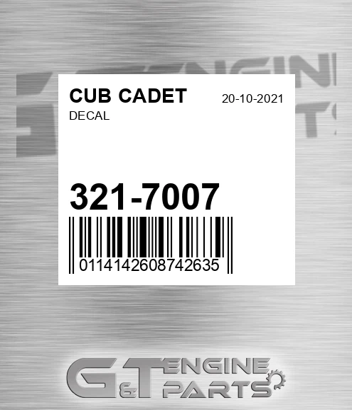 321-7007 Decal for CUB CADET