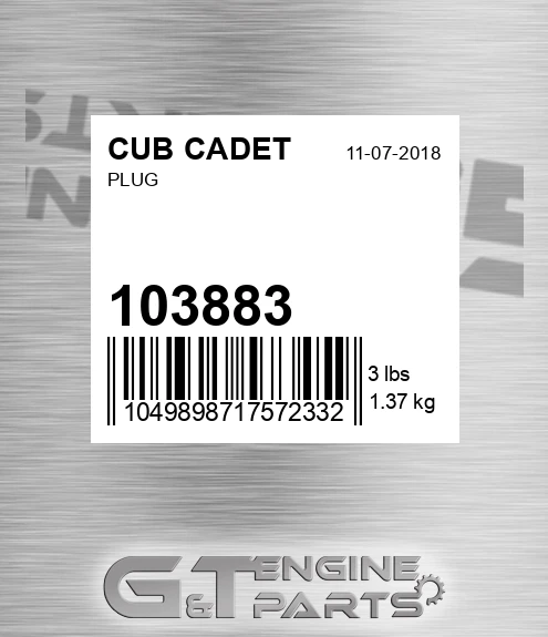 103883 Plug for CUB CADET