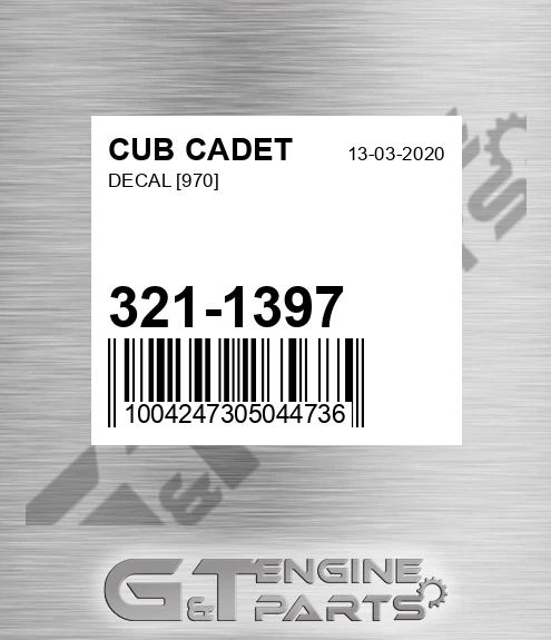 321-1397 Decal [970] for CUB CADET