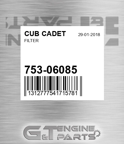 753-06085 Filter for CUB CADET