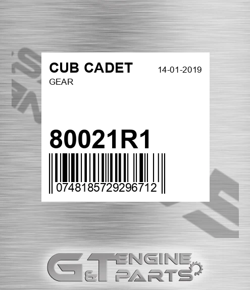 80021R1 Gear for CUB CADET