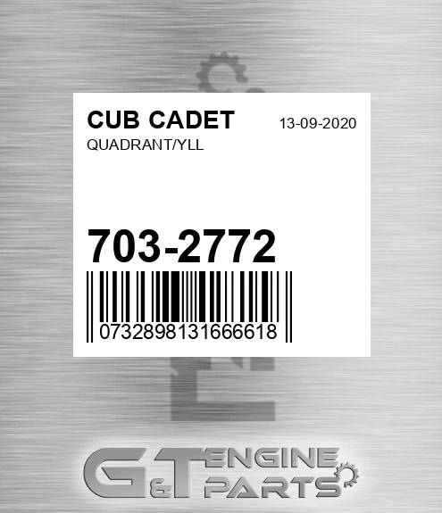 703-2772 Quadrant/yll for CUB CADET