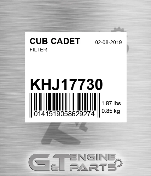 KHJ17730 CUB CADET Filter