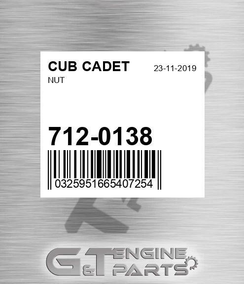 712-0138 Nut for CUB CADET
