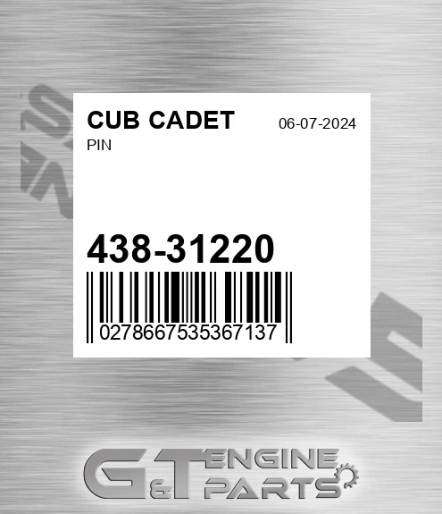 438-31220 Pin for CUB CADET