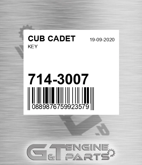 714-3007 Key for CUB CADET