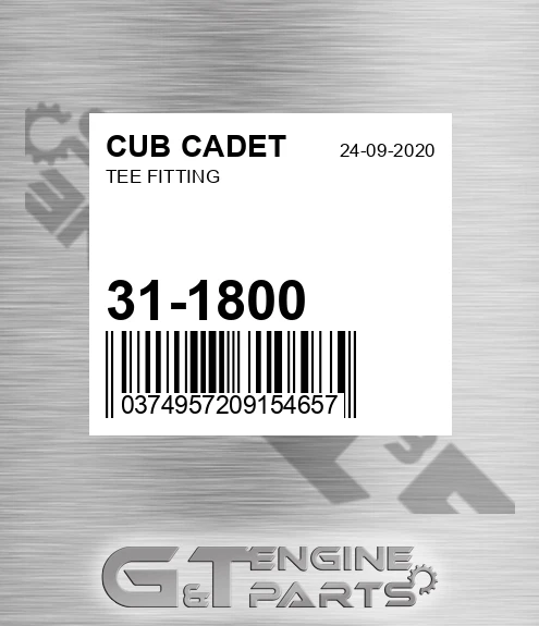 31-1800 Tee Fitting for CUB CADET