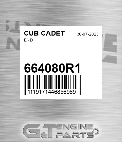 664080R1 End for CUB CADET
