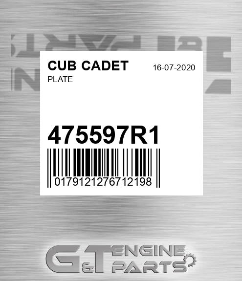 475597R1 Plate for CUB CADET