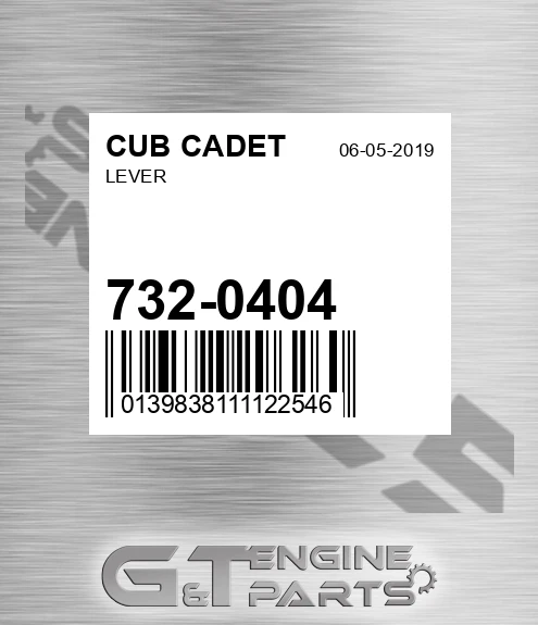 732-0404 Lever for CUB CADET
