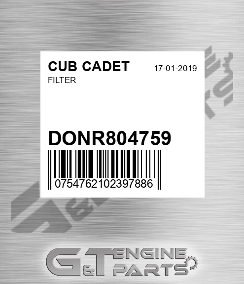 DONR804759 Filter for CUB CADET