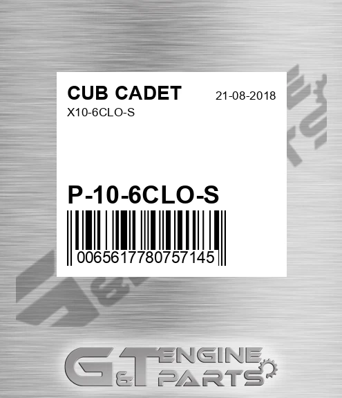 P-10-6CLO-S X10-6clo-s for CUB CADET