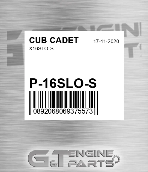 P-16SLO-S X16slo-s for CUB CADET