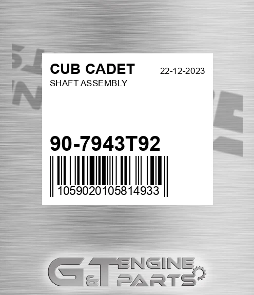 90-7943T92 Shaft Assembly for CUB CADET