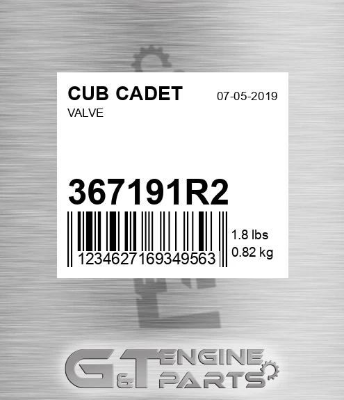 367191R2 Valve for CUB CADET