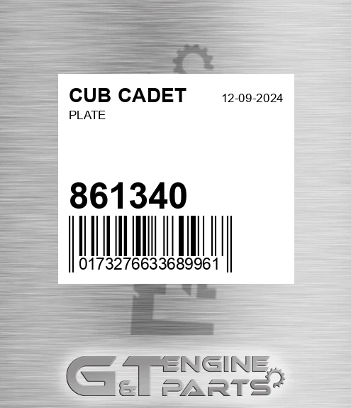 861340 Plate for CUB CADET