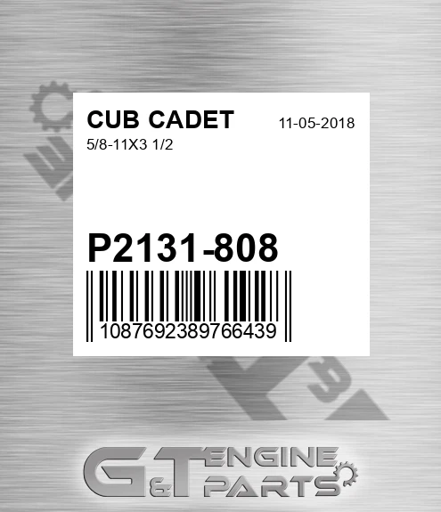 P2131-808 5/8-11x3 1/2 for CUB CADET