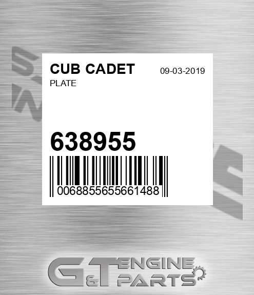 638955 Plate for CUB CADET