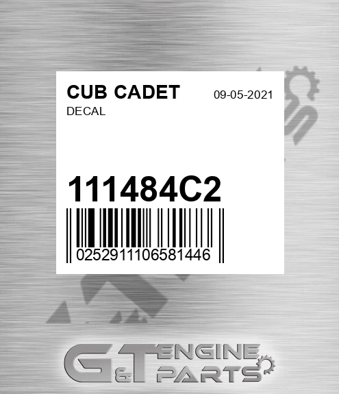 111484C2 Decal for CUB CADET