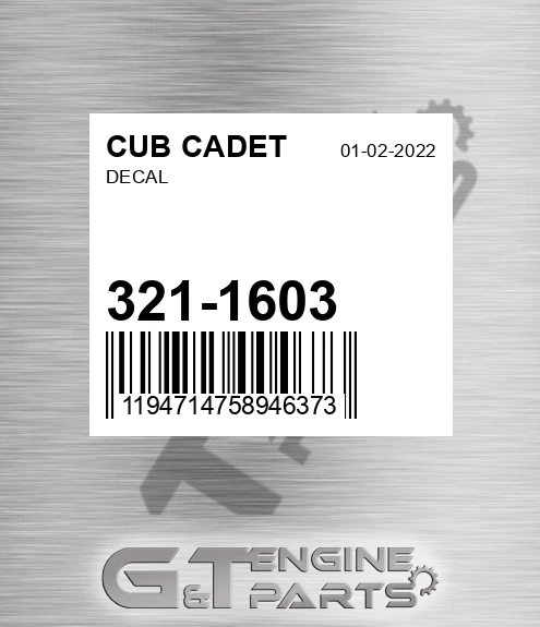 321-1603 Decal for CUB CADET