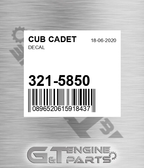 321-5850 Decal for CUB CADET