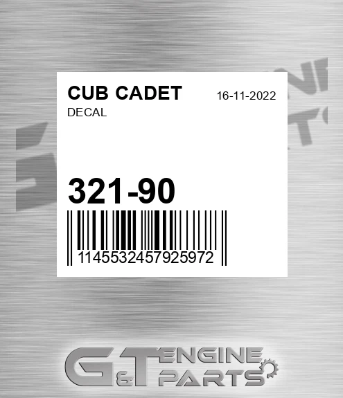 321-90 Decal for CUB CADET