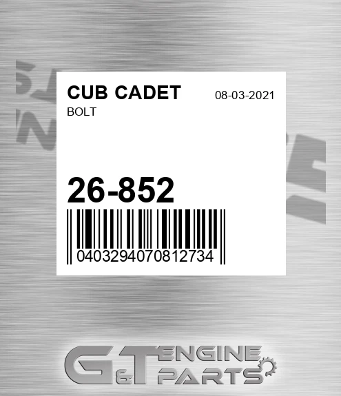 26-852 Bolt for CUB CADET