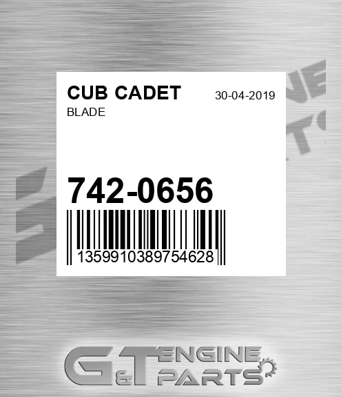 742-0656 Blade for CUB CADET