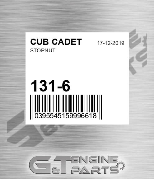 131-6 Stopnut for CUB CADET
