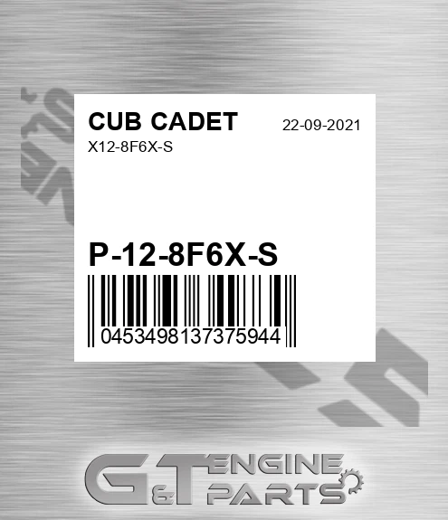P-12-8F6X-S X12-8f6x-s for CUB CADET
