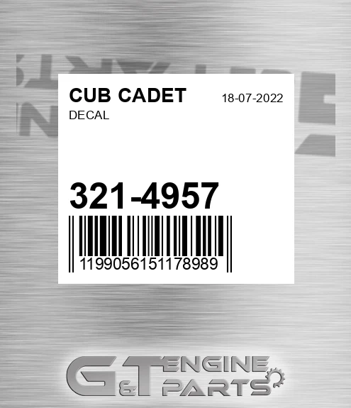 321-4957 Decal for CUB CADET