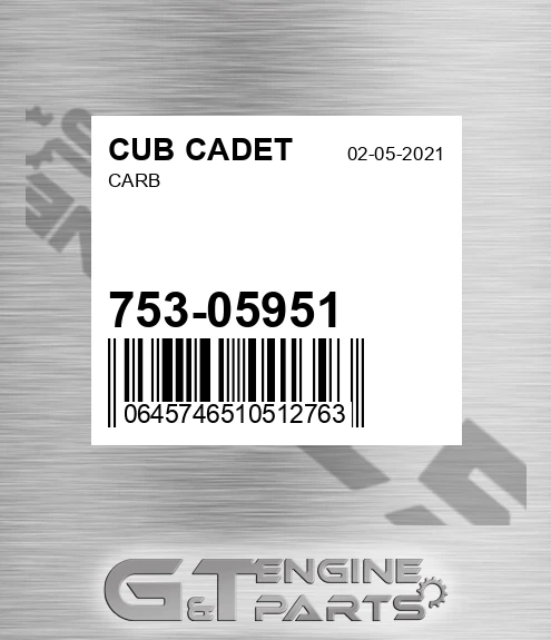 753-05951 Carb for CUB CADET