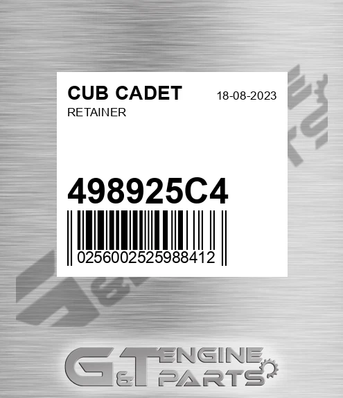 498925C4 Retainer for CUB CADET