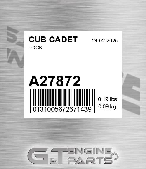 A27872 CUB CADET Lock
