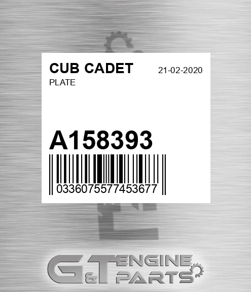 A158393 Plate for CUB CADET