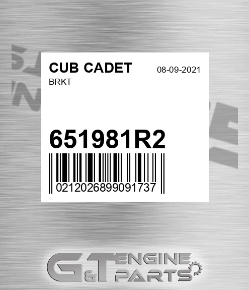 651981R2 Brkt for CUB CADET