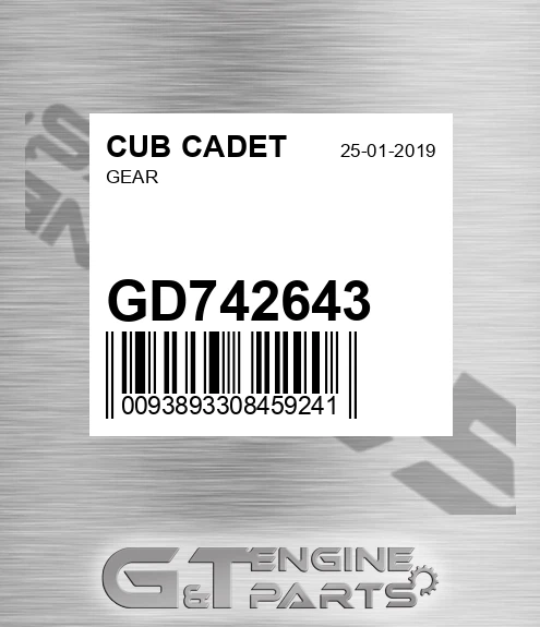 GD742643 Gear for CUB CADET