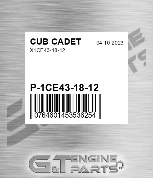 P-1CE43-18-12 X1ce43-18-12 for CUB CADET