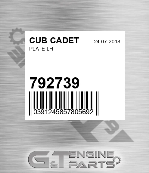 792739 Plate Lh for CUB CADET